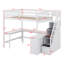 Lit mezzanine double avec bureau intégré en forme de L, tablettes de rangement à trois niveaux, escalier de rangement attaché-36465498