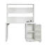 Bureau d'écriture blanc avec rehausse, structure en métal et grand espace de rangement pour les espaces de travail organisés-274823029