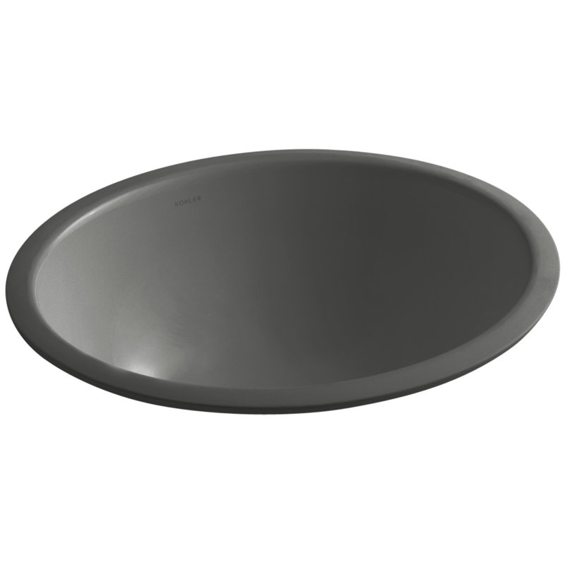 Caxton Ceramic Oval Undermount Bathroom Sink, Thunder Grey