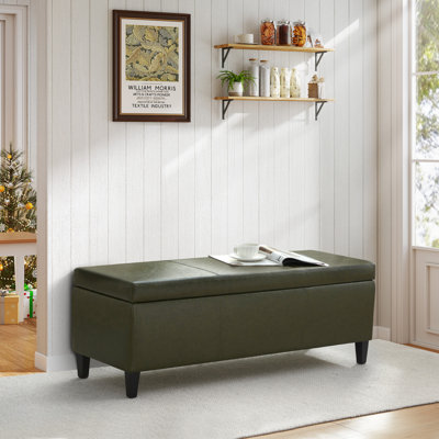 Faux Leather Upholstered Bench with Flip Top