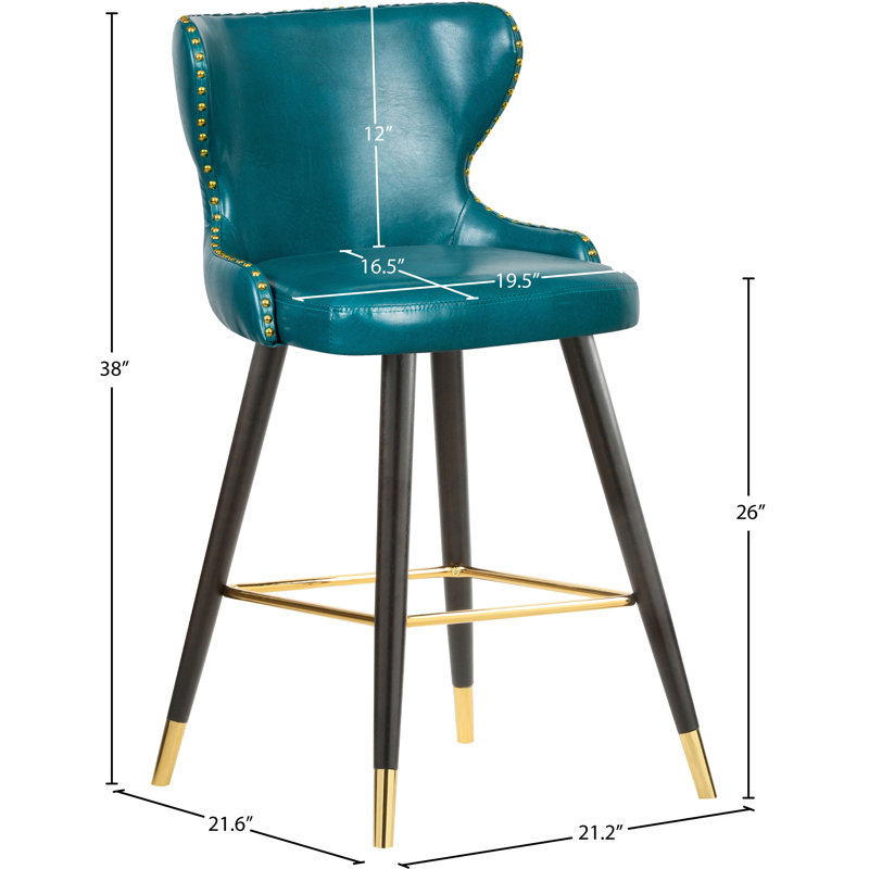 Tabouret Bernice, Cuir végétalien bleu