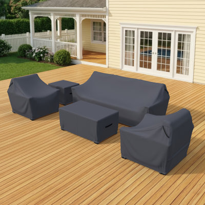 Reata HDPE 5-Piece Outdoor Conversation Sets Group Seating Patio Furniture Covers