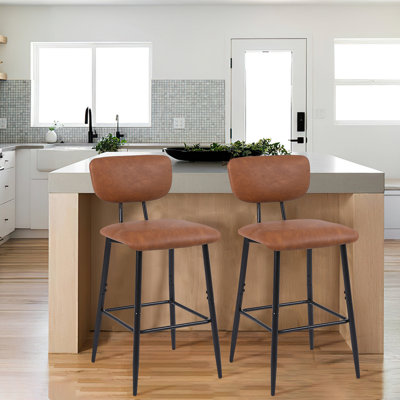 Upholstered Counter Stool with Metal Frame