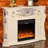 Beige Solid Wood Electric Fireplace