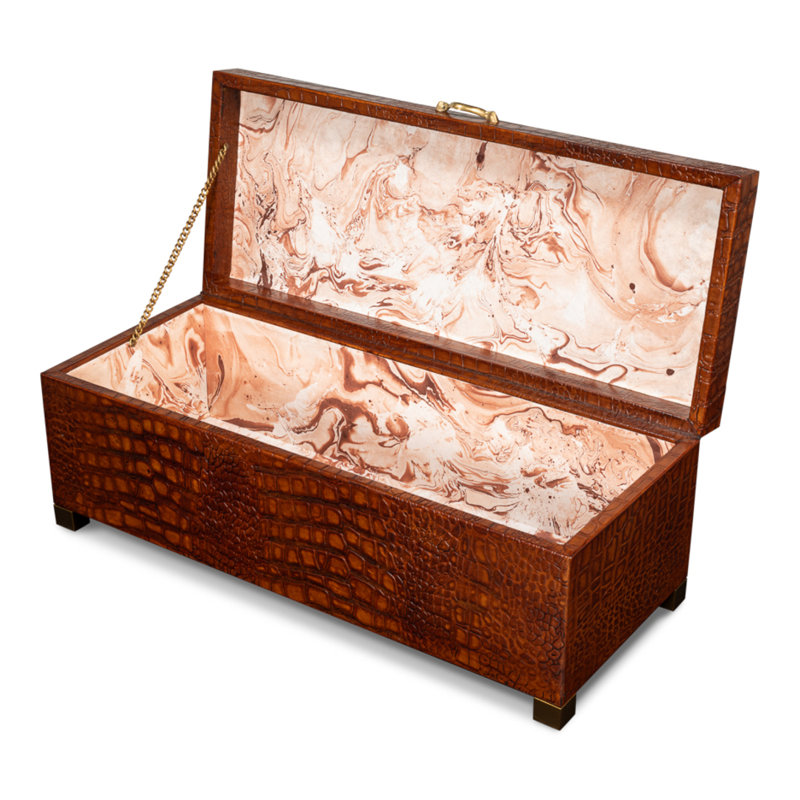 Shagreen Handmade Decorative Trunk, Brown