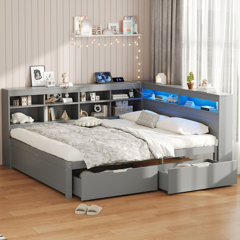 Bed, Gray, Double