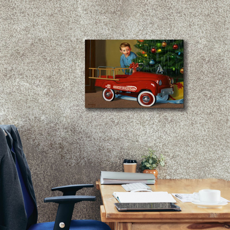 «1950 Murray Fire Truck» par David Lindsley, art mural sur toile, H 18 po x l 26 po x P 0,75 po