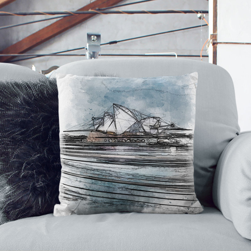 Abstract Square Throw Cushion, Black, 40cm H x 40cm W x 15cm D