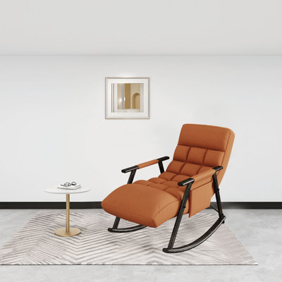 Modern adjustable velvet rocking lounge chair with adjustable footrest and backrest, wooden frame suitable for lounge, bedroom, living room