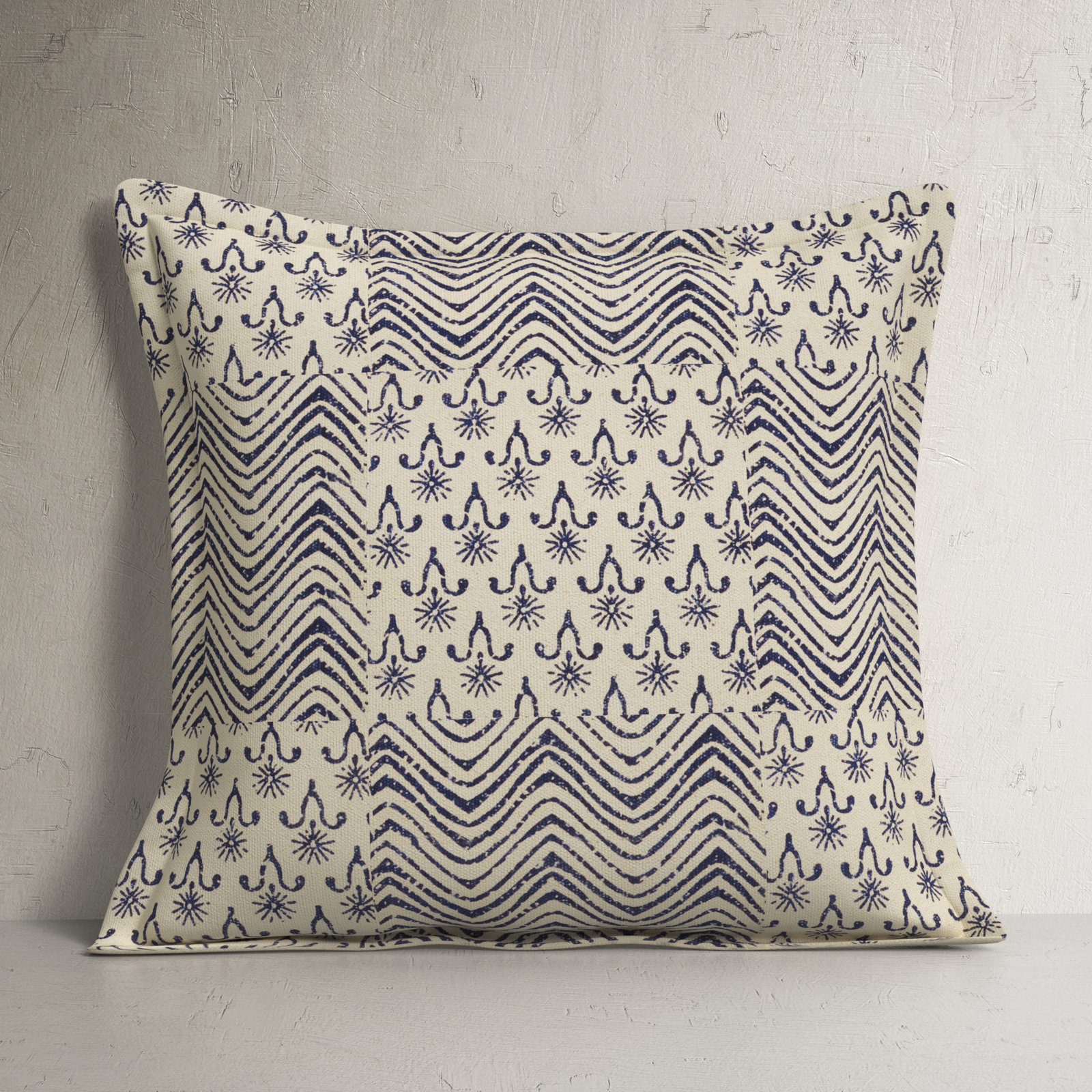 Arielle Cotton Throw Pillow, 20'' H x 20'' W, Indigo Geometric 2