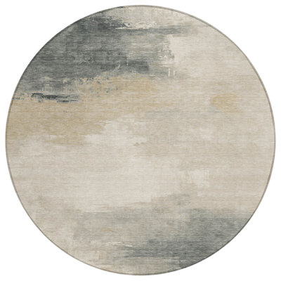 Aelora Brown Washable Indoor-Outdoor Rug - LOOMLAN