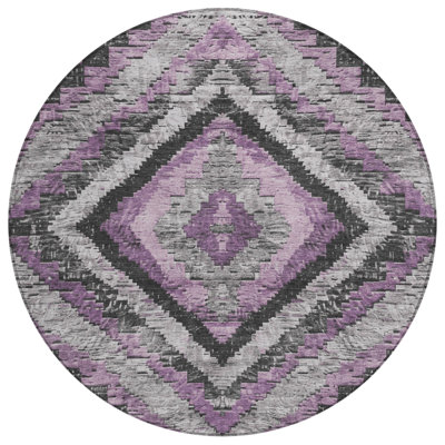 Machine Washable Indoor/Outdoor Xhevrie Lavender Rug
