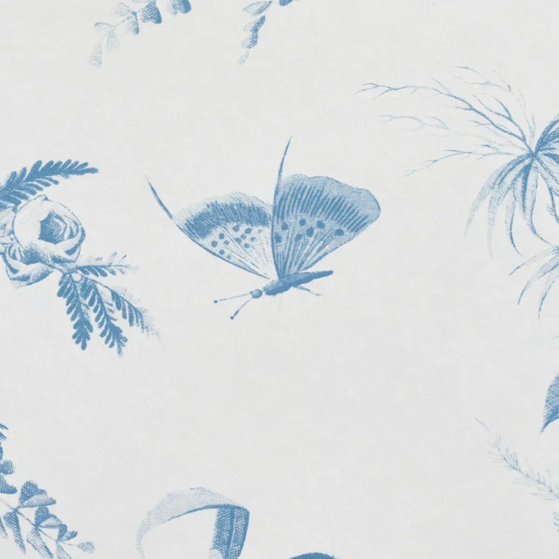 Schumacher x Jill Lasersohn Toile De La Prairie Wallpaper, Blue