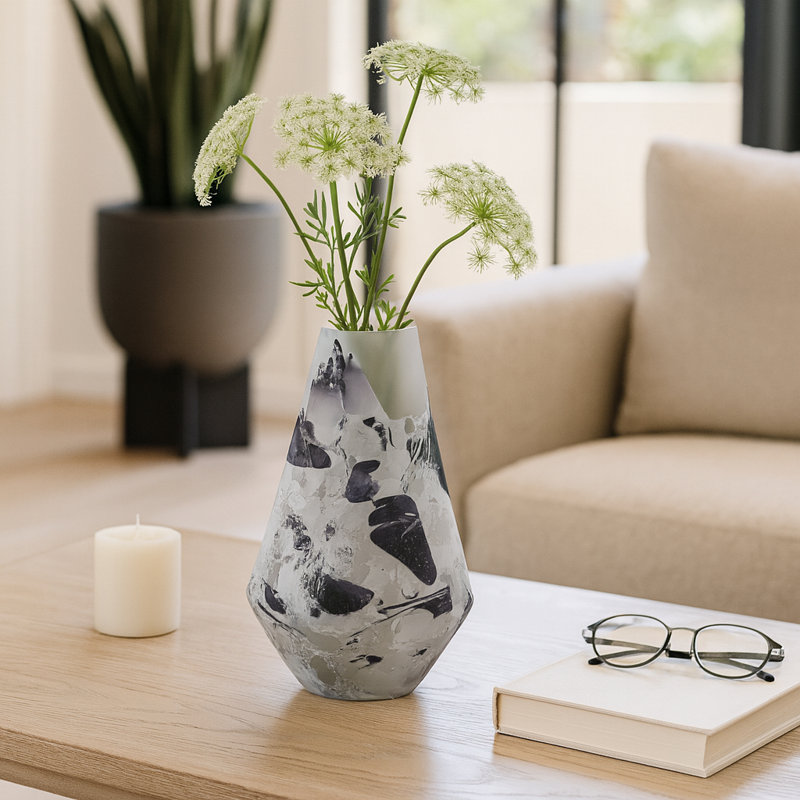 Vase moderne en verre géométrique pour le style de la cuisine et de la table, H 11 po x l 6 po x P 6 po