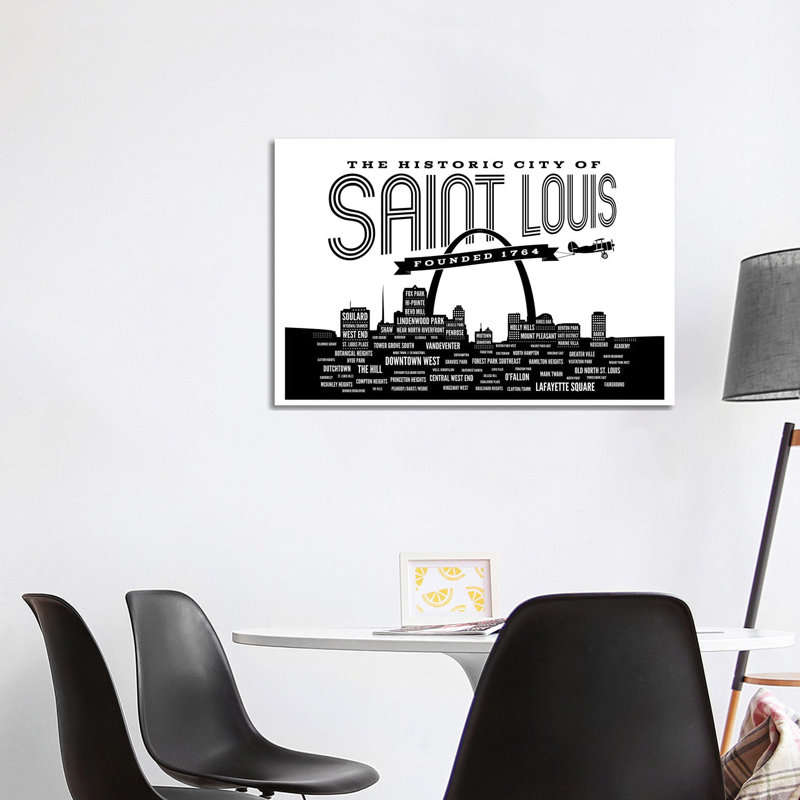 St. Louis Quartiers Skyline - impression sur toile tendue, H 8 po x l 12 po x P 0,75 po