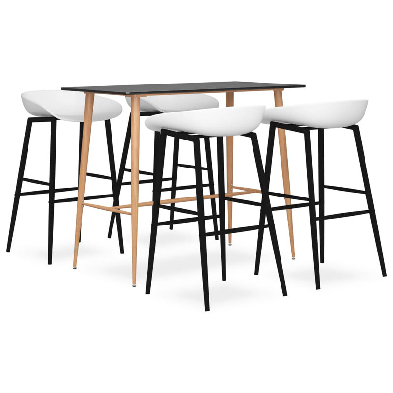 Barker 4 - Person Dining Set, Black, White/Black