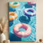 Impression sur toile impressionniste «Colorful Infleable Pool Rings»