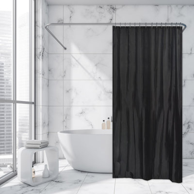 Solid Colors Extra Long Shower Curtain Polyester with Matching Hooks