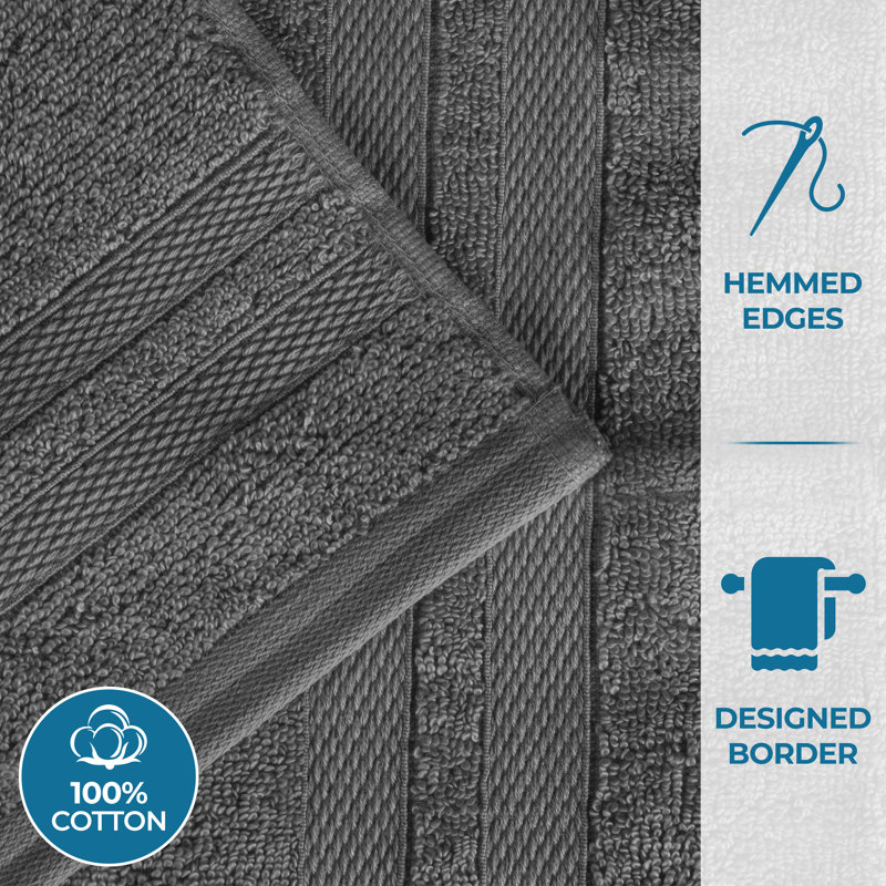 Charcoal Cotton 12 Piece Quick-Drying Towel Set
