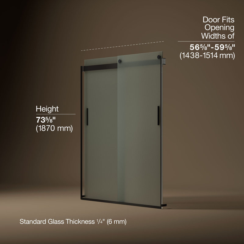 Levity 74" H x 59.63" W Bypass Shower Door with CleanCoat® Technology, Anodized Dark Bronze, Frosted