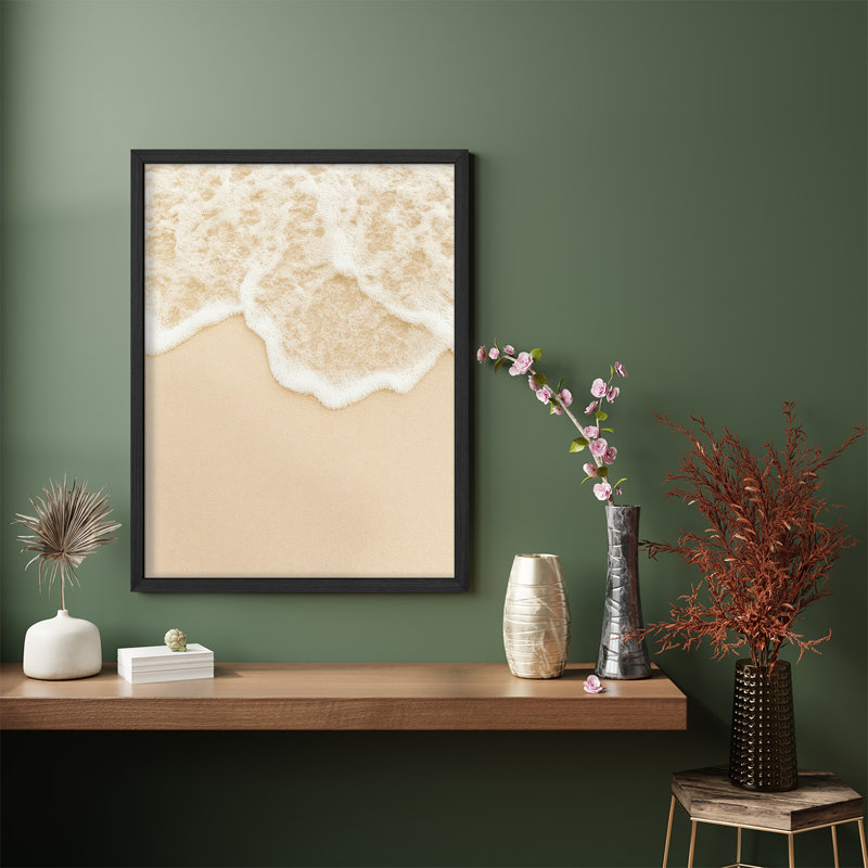 «Coastal Beach Wave», reproduction d'art encadrée pour la salle de bain ou la plage, Naturel, H 16 po x l 12 po