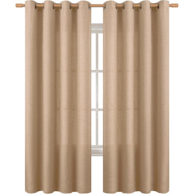 Ensemble de 2 rideaux en faux lin pour le salon, ensemble de 2 panneaux de rideaux longs en toile de jute épais texturés filtrant la lumière pour rideaux d'intimité avec œillets larges
