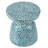 D15x16" Capiz Garden Stool Small Side Tabel, Blue Accent Round End Table