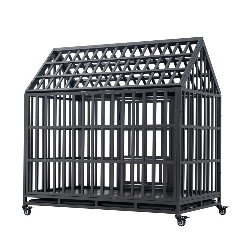 Cage pour chien robuste avec toit et fenêtre sur le toit