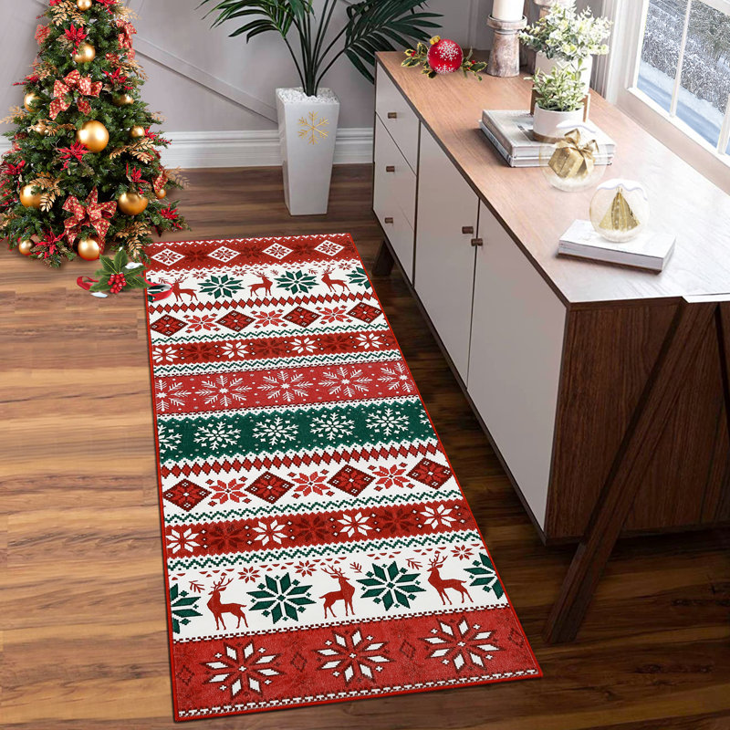 Tapis lavable Christmas Christmas, Rouge, Tapis de couloir 2 pi x 8 pi