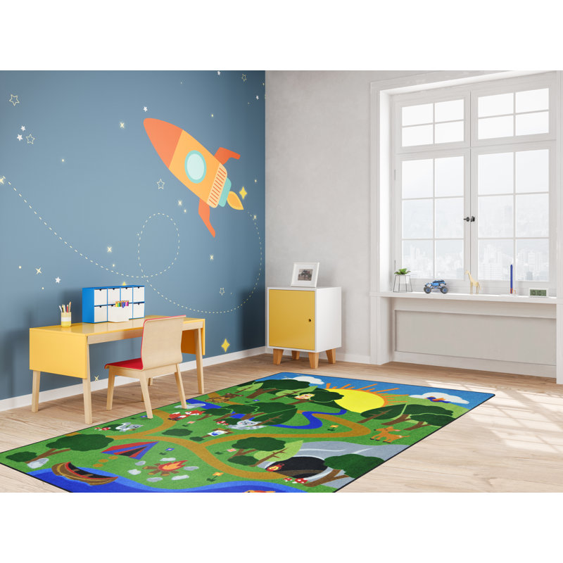 Rectangle Machine Tufted Nylon Rug, Rectangle 5'4" x 7'8"