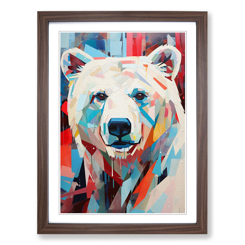 Polar Bear Constructivism No.2 - Framed Print, Walnut, 64cm H x 46cm W x 2cm D
