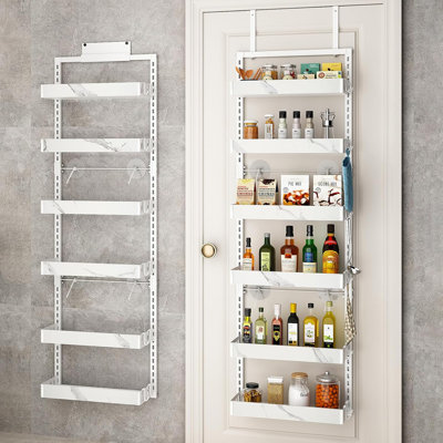 Rangement pour garde-manger au-dessus de la porte, panier de rangement en bois réglable à 6 niveaux
