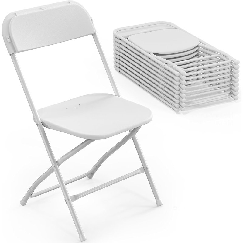 Chaise pliante en plastique avec structure en métal robuste - aucun assemblage requis pour un mariage, une fête, un bureau et un événement