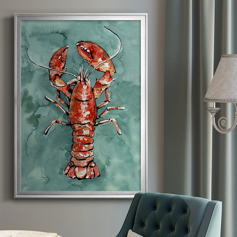 Aquatic Lobster I, reproduction d'art encadrée, H 42,5 po x l 30,5 po x P 1,25 po, Argent