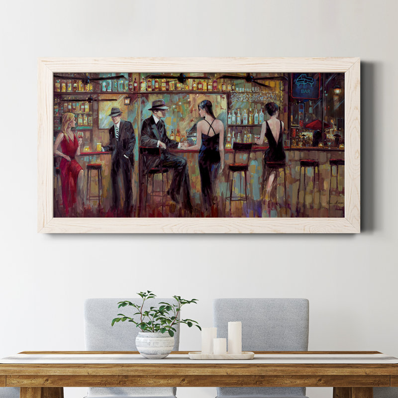 Happy Hour - Reproduction d'art textuel sur toile encadrée, Blanc