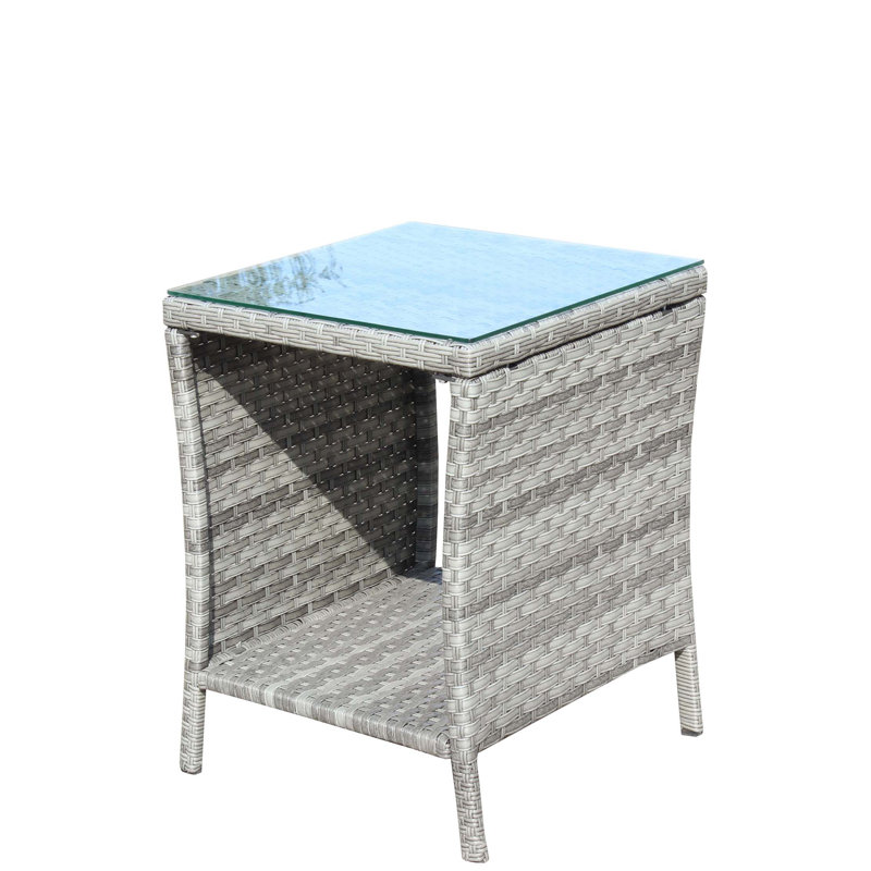 Outdoor patio Furniture 1 Coffee Table with clear tempered glass, Gray