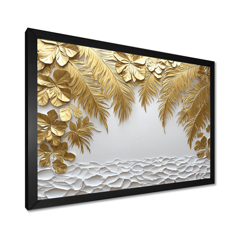 «Cloral Golden Cream Plams Reunion IV», art mural palmiers et palmiers, Reproduction encadrée d'une seule photo