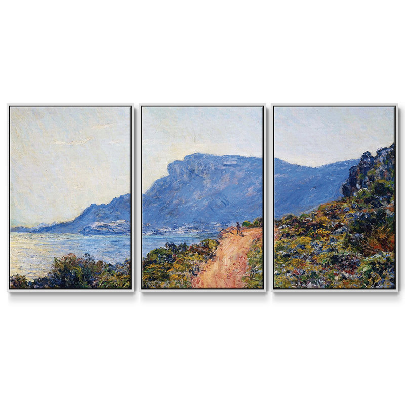 Monet, reproduction sur toile 3 pièces, Blanc, H 36 po x l 75 po x P 2 po