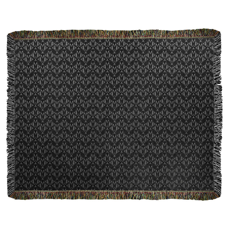 Couverture en coton tissé Katelyn Elizabeth, l 50 po x L 60 po, Gris