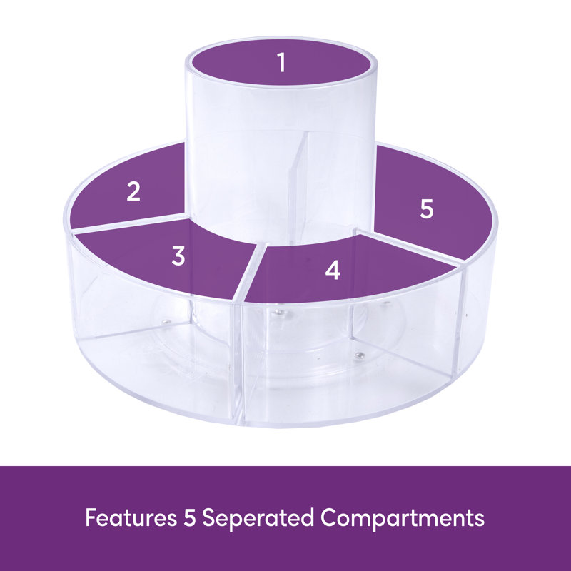 Wayfair Basics® Aldora 5-Compartment 360 Degree Rotating Countertop Organizer Storage