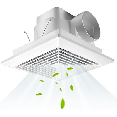 Ventilateur de salle de bain 90 pi³ / min, montage au plafond, ventilateur de salle de bain 25 W, 110 V, 0,95 sones, ventilation carrée silencieuse