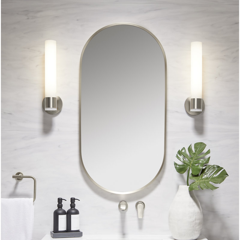 Essential Decorative Bathroom / Vanity Mirror, Brushed Nickel, 36" x 18"