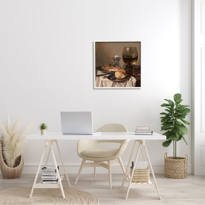 «Still Life with Salt» par Peter Claesz classique - peinture sur toile à cadre flottant, H 24 po x l 24 po x P 1,5 po