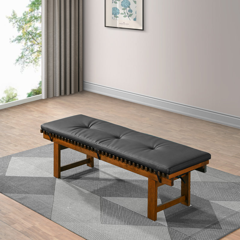 Banc rembourré en cuir végétalien Mid-Century 59,1 po Pivot