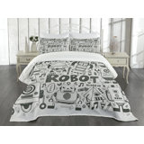 Ambesonne Geek Bedspread Set Space Geek Theme Sci Fi Grey Pale Grey