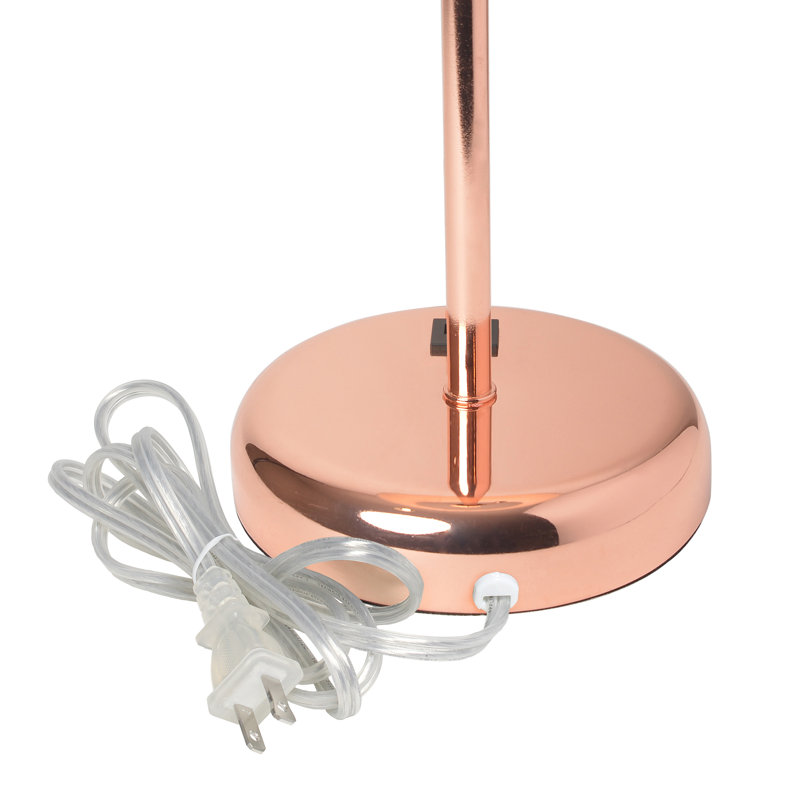 Delp Metal USB Table Lamp, Yes, White, Rose Gold