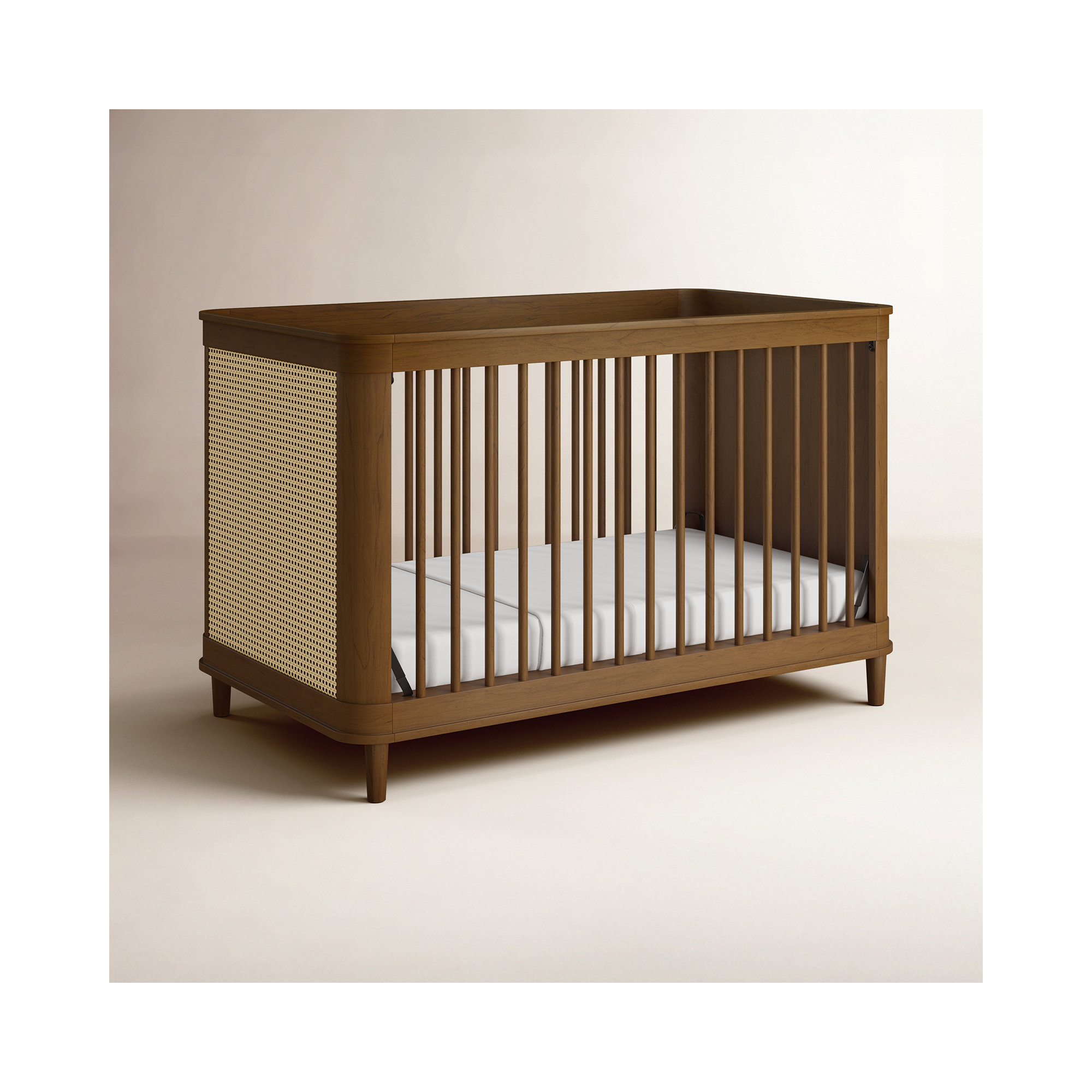 Marin with Cane 3-in-1 Convertible Crib, Natural/Walnut