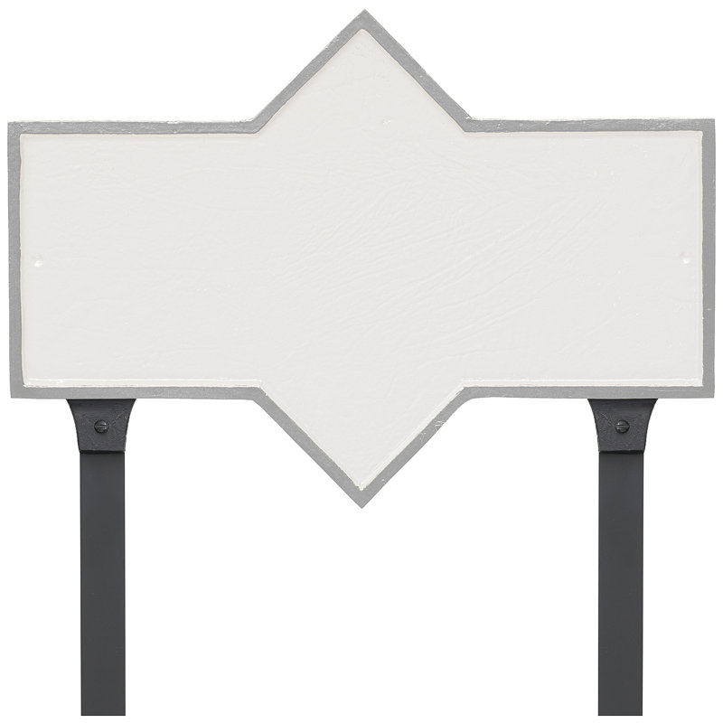Plaque d'adresse rectangulaire avec piquet de jardin Piedmont, Blanc / argenté, Oui