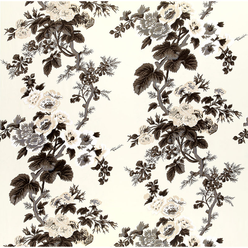 Pyne Hollyhock Fabric, Charcoal