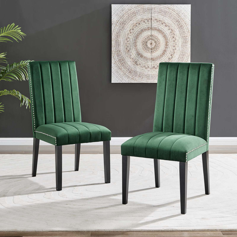 Luxe Deco Green Velvet Upholstered Parsons Side Chair